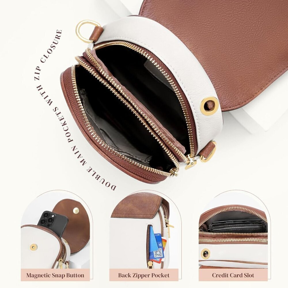 Small Leather Crossbody Bag Women Travel Purse Cell Phone Organizer - Picture 6 of 6